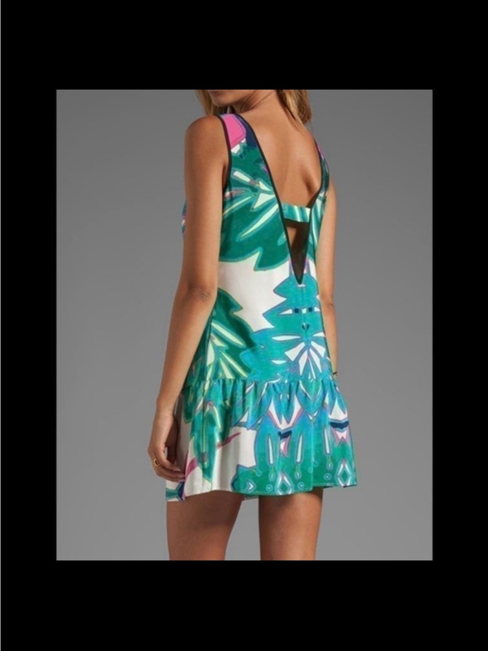 Twelfth Street by Cynthia Vincent Green & Pink Tropical-Print Mini Dress